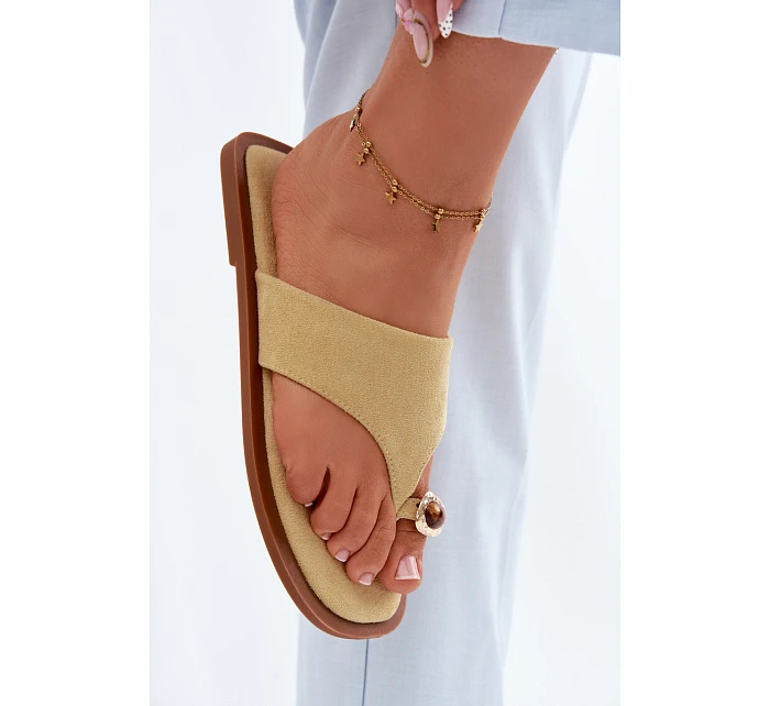 Dámské ploché žabky s ozdobným detailem Žluté model 22111265 - Boto