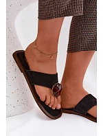 Dámské ploché žabky Černé Eko semiš model 22125642 - Boto