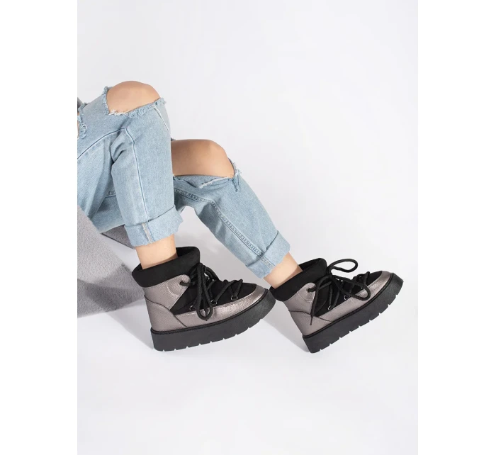 Pěkné dámské černé sněhule platforma Pěkné dámské černé sněhule platforma