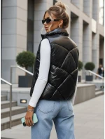 Dámska prešívaná vesta so stojačikom čierna FashionStreet TY3477