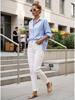 Dámske džínsy s vysokým pásom mom fit white FashionStreet uy2959