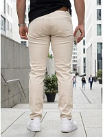 Pánske slim fit džínsy s opaskom béžové FashionStreet UX4493