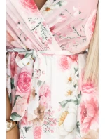 603-4 Vzdušné maxi šaty s obálkovým výstrihom a kvetinovým vzorom - PINK Roses 603-4 Vzdušné maxi šaty s obálkovým výstrihom a kvetinovým vzorom - PINK Roses