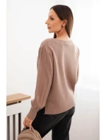 Dámsky viskózový sveter s dlhým rukávom a bočným rozparkom Fango Dámsky viskózový sveter s dlhým rukávom a bočným rozparkom Fango