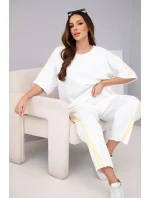 Dámska maslová viskózna mikina a nohavice s tienidlami biela