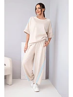Dámska maslová viskózna mikina a nohavice s tienidlami béžová
