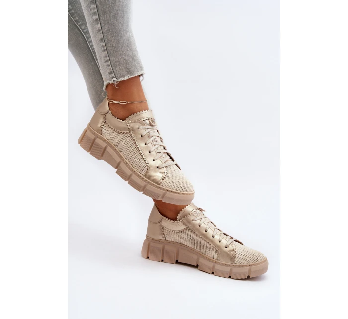 Damskie Skórzane Półbuty Maciejka 05850-22 Jasnobeżowe