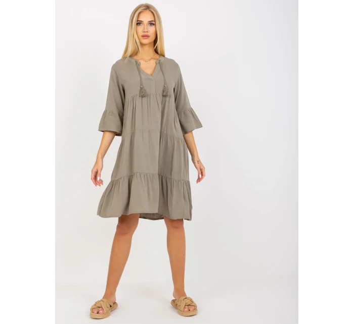 Šaty D73761M30214A5EN khaki farba