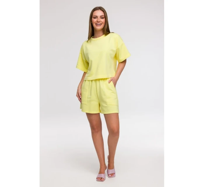 mikina s krátkým rukávem citronová model 21047206 - BeWear