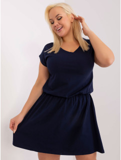 Základné šaty námorníckej modrej farby plus size s elastickým pásom