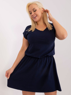 Základné šaty námorníckej modrej farby plus size s elastickým pásom