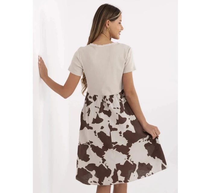 Dámské šaty DHJ SK model 22020909 Béžová s hnědou - FPrice