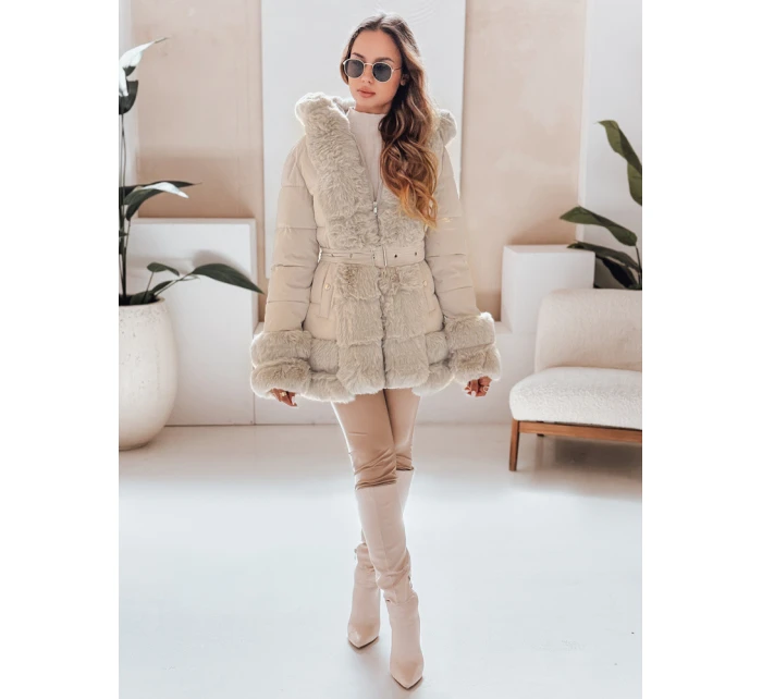 dámská zimní bunda s kožešinou světle béžová Dstreet model 21991144 - FashionStreet
