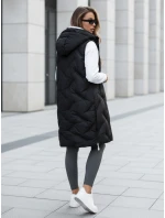 Dámská dlouhá prošívaná vesta s kapucí černá Dstreet model 21991318 - FashionStreet Dámská dlouhá prošívaná vesta s kapucí černá Dstreet model 21991318 - FashionStreet
