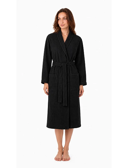 Dámsky župan Vestis Saimaa Black Beauty Waffle Dámsky župan Vestis Saimaa Black Beauty Waffle