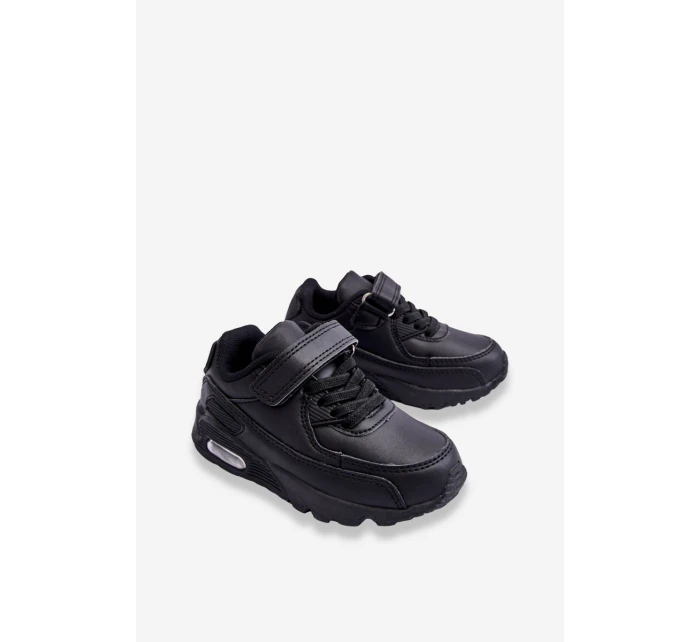 Dziecięce Skórzane Buty Sportowe Na Platformie Czarne Lori