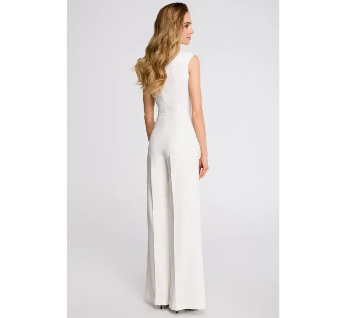 S115 Overal so širokými nohavicami - ecru S115 Overal so širokými nohavicami - ecru