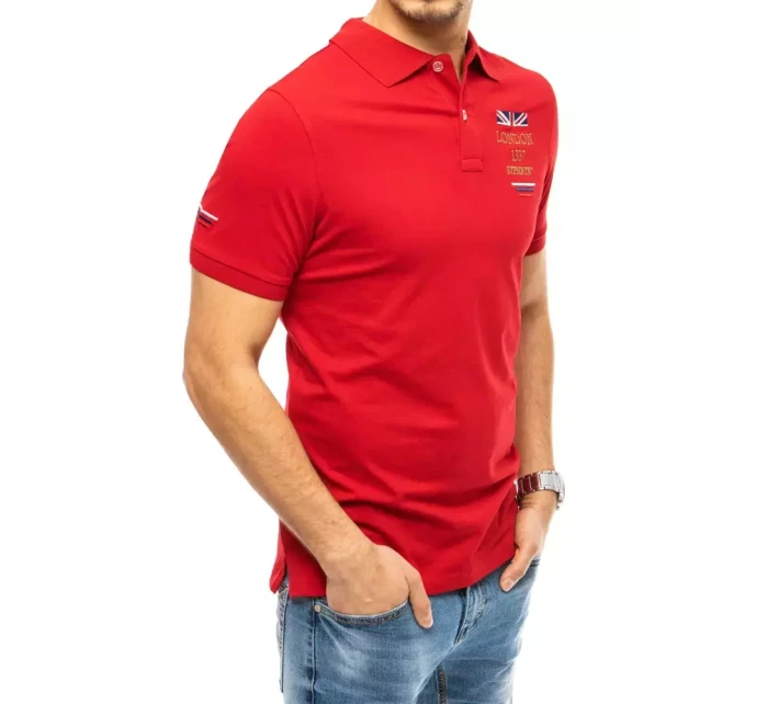 FashionStreet červené vyšívané polo tričko PX0432