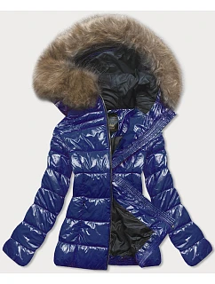 Lakovaná prešívaná bunda pre ženy Cornflower Blue (7695)
