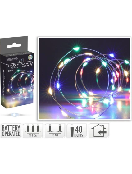 DRÔTENÉ SVETLÁ GIRLANDA NA BATÉRIE 40 VIEDOL VIACFAREBNÉ