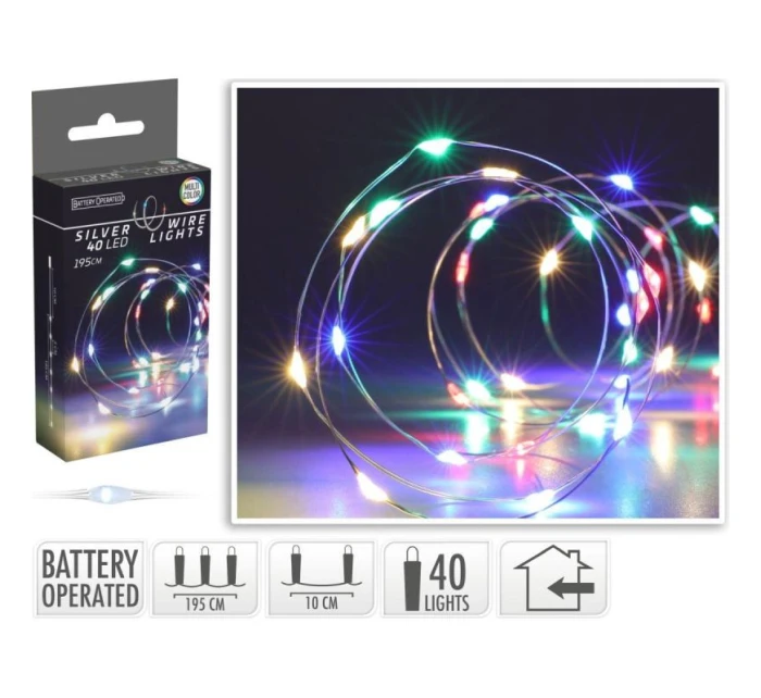 DRÔTENÉ SVETLÁ GIRLANDA NA BATÉRIE 40 VIEDOL VIACFAREBNÉ