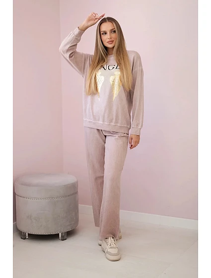 Bavlněný komplet Angel teplákové + kalhoty pudrově růžová Bavlněný komplet Angel teplákové + kalhoty pudrově růžová