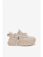 Kožené dámské tenisky model 22095164 Béžové - Goe