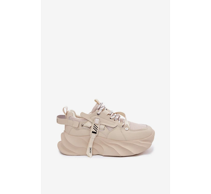 Kožené dámské tenisky model 22095164 Béžové - Goe