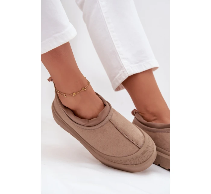 Dámske snežnice na platforme s nízkym zvrškom Izamine - tmavo béžové