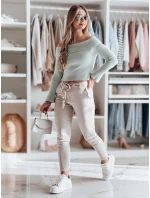 Dámské látkové chinos kalhoty s páskem light beige Dstreet model 21986706 - FashionStreet