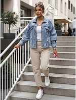 Dámska džínsová bunda s odrením modrá FashionStreet TY5688