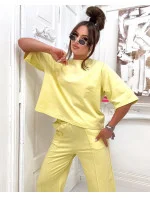 Žltá dámska bavlnená súprava Oversize (82188)