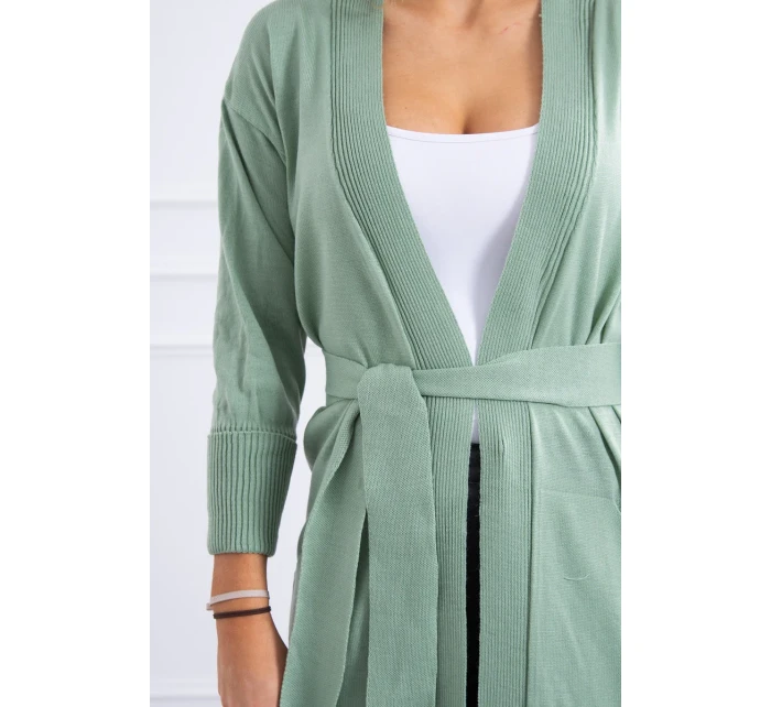 Svetr dlouhý svetr model 18748009 v pase tmavě mátový - K-Fashion