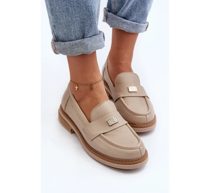 model 21648148 Dámské kožené mokasíny béžové - Zazoo