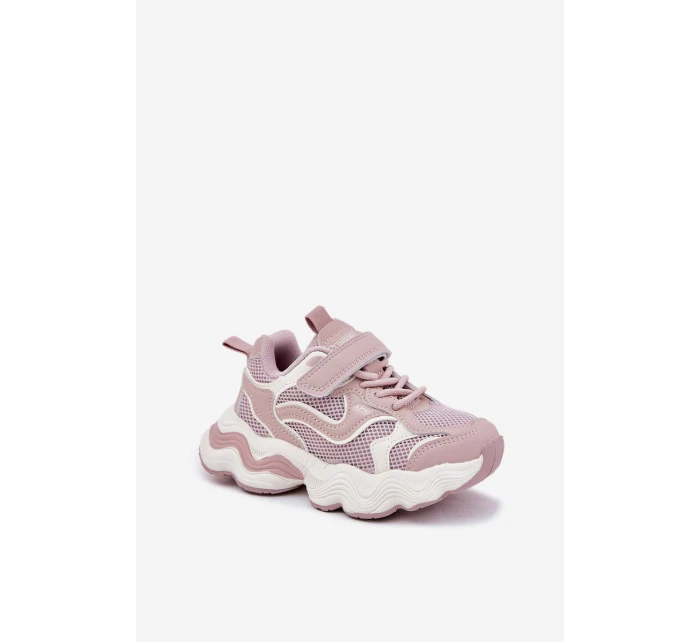 Sneakersy Dziecięce Na Grubej Podeszwie Różowe Lianees