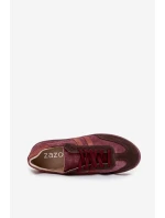 Zazoo N1068 Zamszowe Niskie Sneakersy Damskie Bordowe