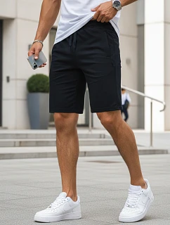 Pánske teplákové šortky so šnúrkami, tmavomodré, FashionStreet SX2584