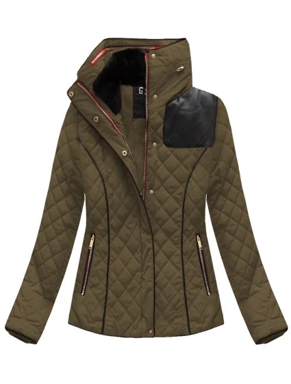 Dámska krátka zimná prešívaná hnedá bunda (wz105)