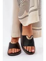 Klapki Damskie Eko Skórzane Z Ozdobnymi Detalami Czarne Mevith Klapki Damskie Eko Skórzane Z Ozdobnymi Detalami Czarne Mevith