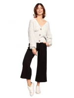 Dámský svetr s knoflíky světle šedý model 18862327 - BeWear