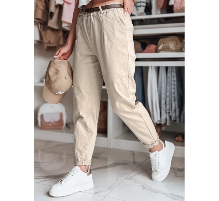 Dámské kalhoty chinos s páskem light beige Dstreet model 21986508 - FashionStreet