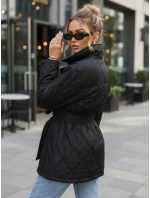 Kurtka damska przejściowa z paskiem czarna model 22011517 - FashionStreet