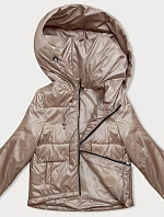 Dámska krátka bunda s kapucňou v béžovej farbe (B8216-51)