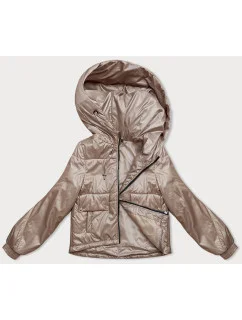 Krátká béžová dámská bunda s kapucí model 18910663 - S'WEST