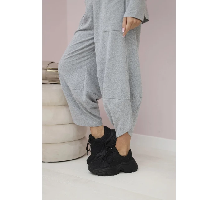 Bavlněná mikina kalhoty set šedá Bavlněná mikina kalhoty set šedá