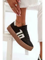 Dámske kožené tenisky na platforme Zazoo black Dámske kožené tenisky na platforme Zazoo black