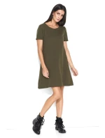 Dámske šaty na denné nosenie vo voľnom strihu krátkej khaki - Khaki - Makadamové