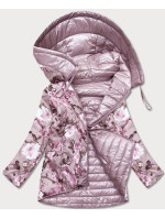 Obojstranná dámska kvetovaná bunda v púdrovo ružovej farbe (PC-7509-52)