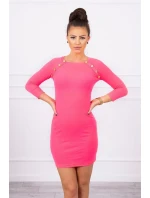 Šaty s ozdobnými gombíkmi ružové neónové Šaty s ozdobnými gombíkmi ružové neónové
