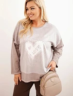 Dámska bavlnená mikina s potlačou srdca a šnúrkami Fango v nadmernej veľkosti